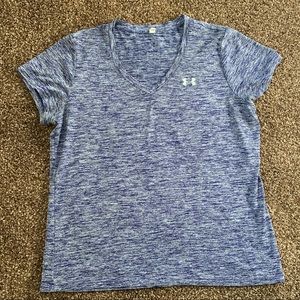 Purple and white under Armour workout athletic t shirt size womens large